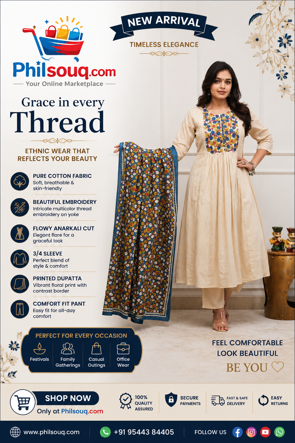 Premium Pure Cotton Kalamkari Chudi Set -TR