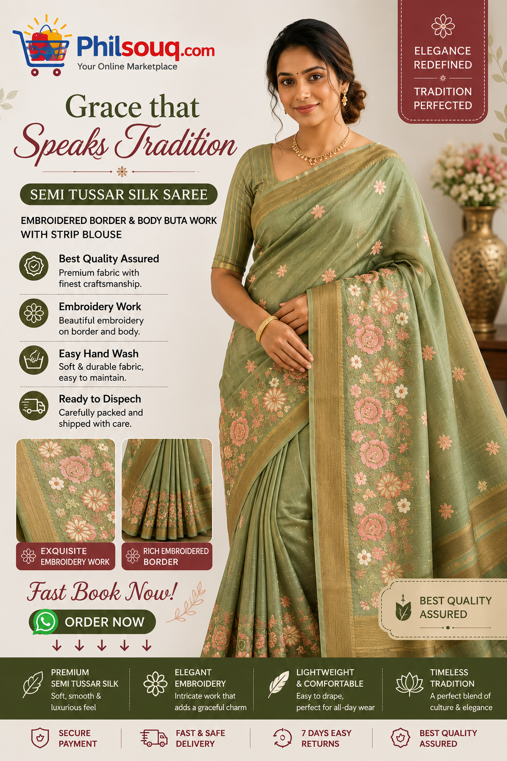 Semi Tussar Silk Saree - SU