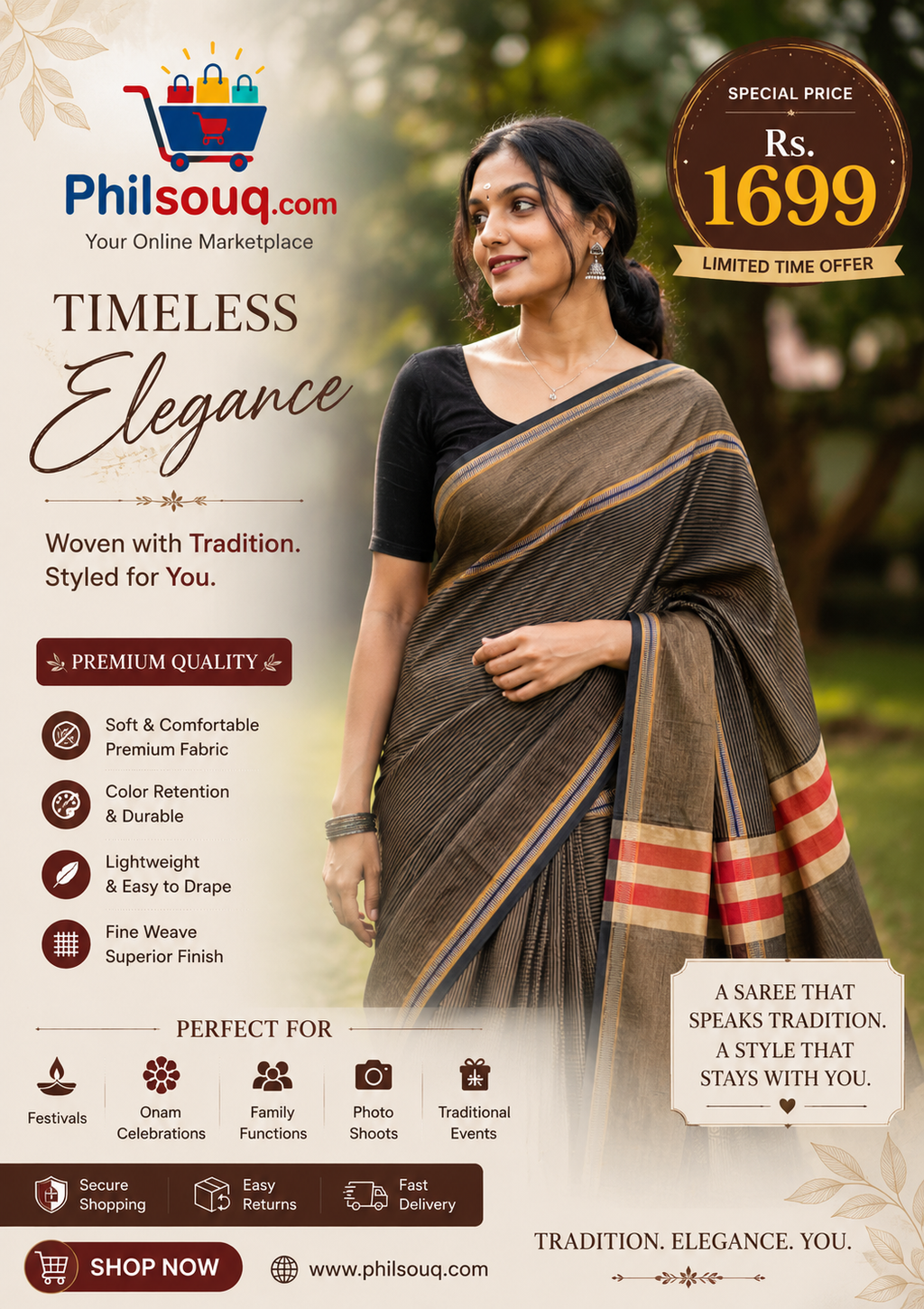 Tripta - Three Shade Cotton Saree - KBG