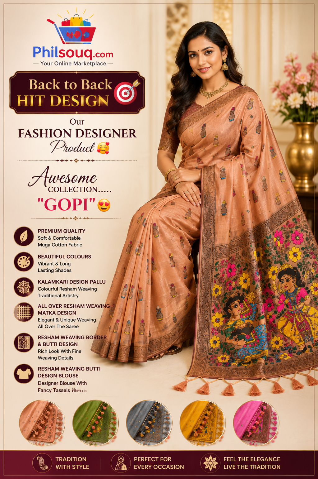 Premium Soft Muga Cotton Saree - SU