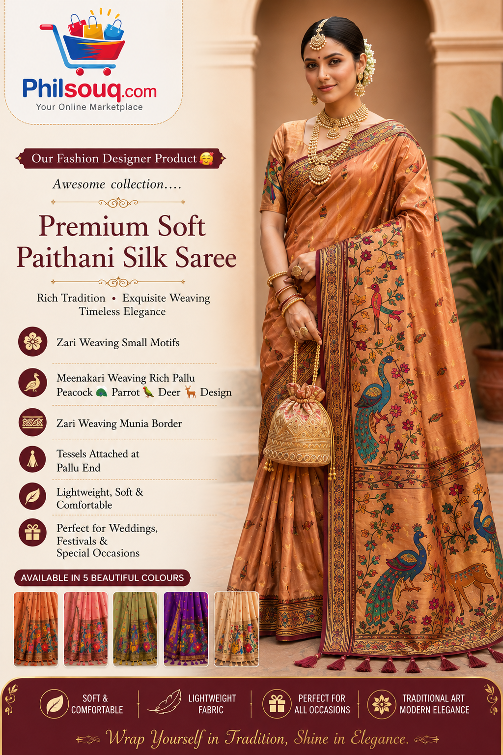 Premium Soft Paithani Silk Saree -SU