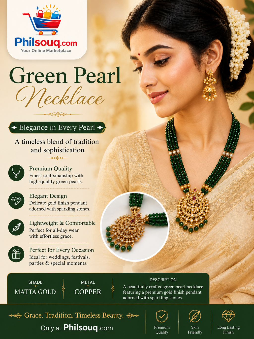 Green Pearl Necklace -KBG