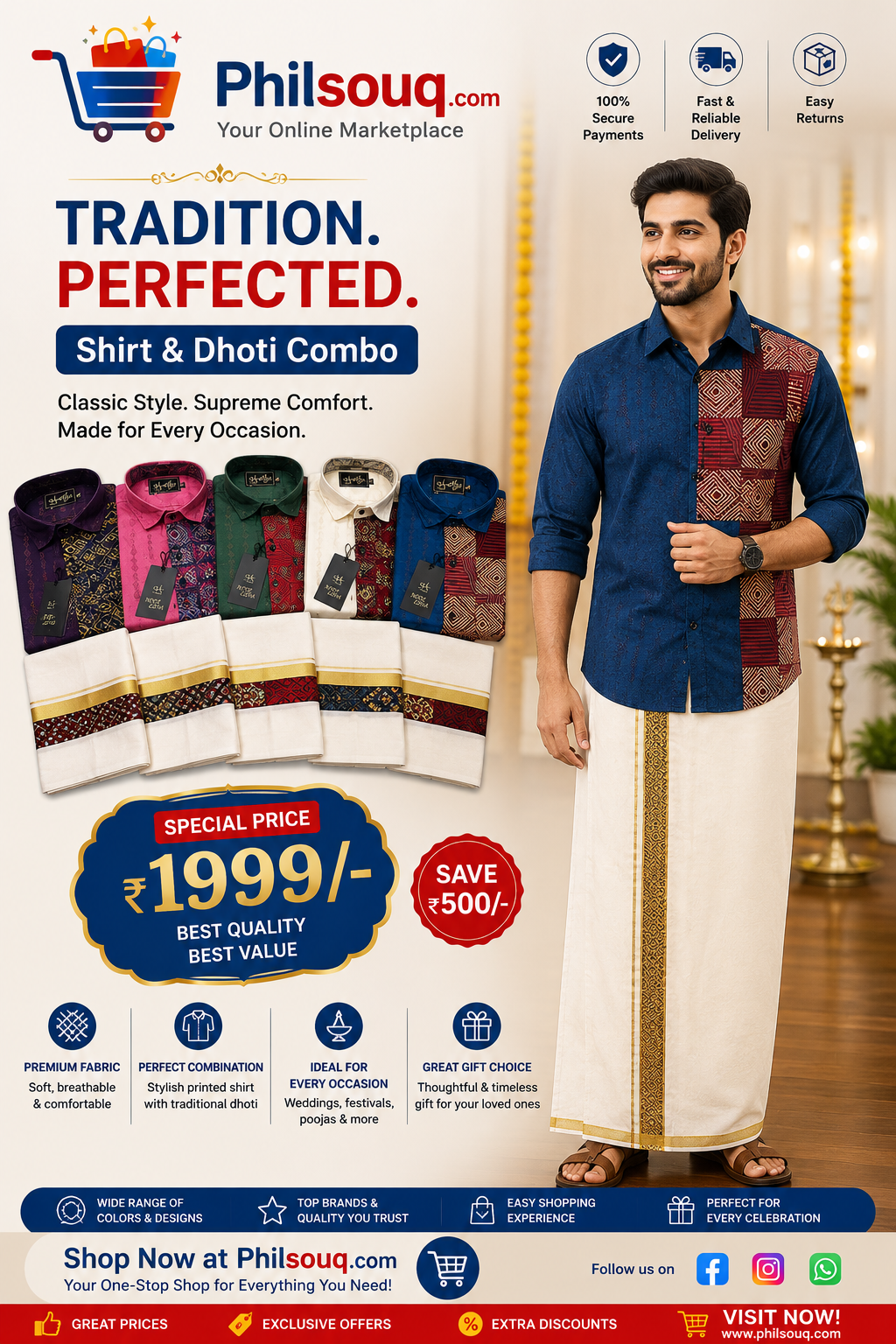 Shirt & Dhoti Combo – Traditional Elegance, Modern Style - KBG