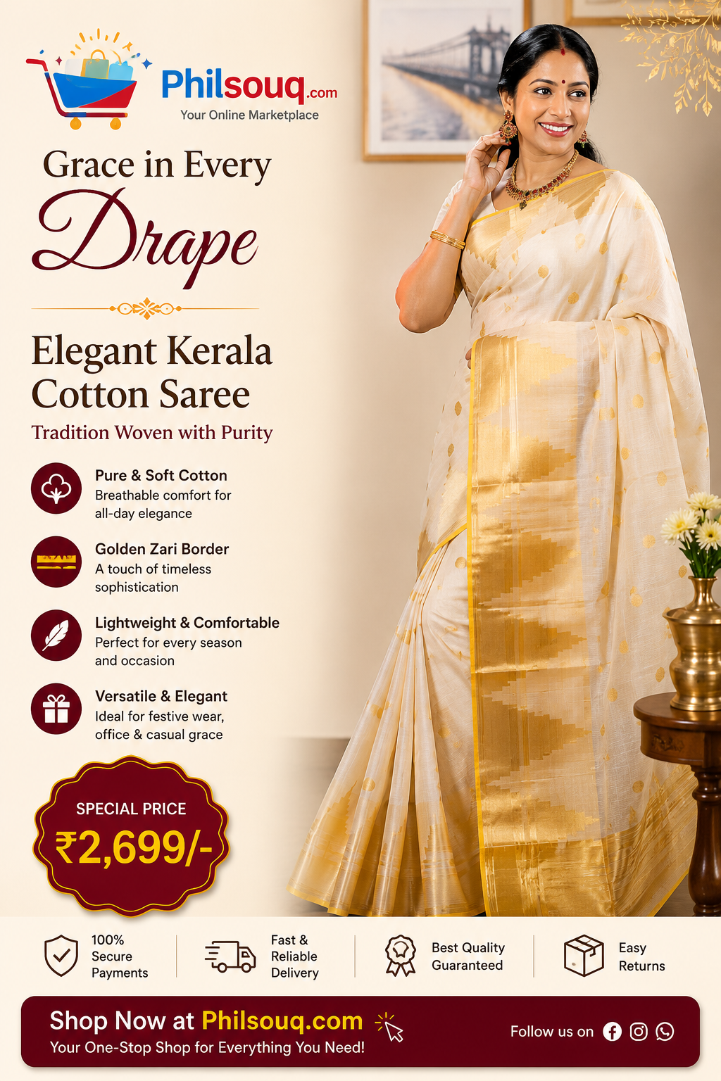 Handloom Replica Sadhika Tissue Saree - KBG