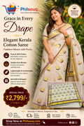 Lotus Weave Golden Tissue Saree with Temple Borders - KBG