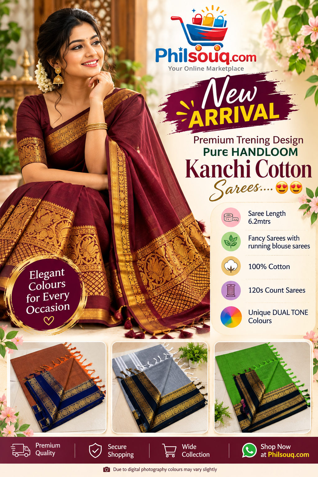 Premium Handloom Kanchi Cotton Saree - DKS