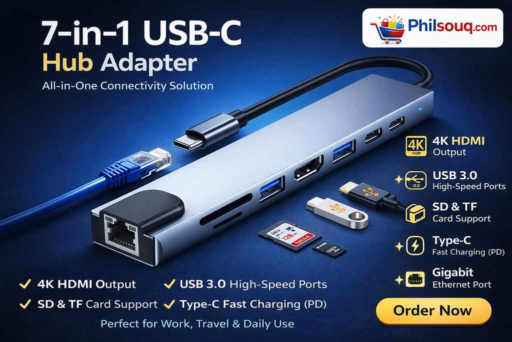 7-in-1 USB-C Hub Adapter – All-in-One Connectivity Solution