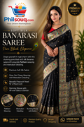 Soft Silk Banarasi Saree – Pure Black Elegance - SU