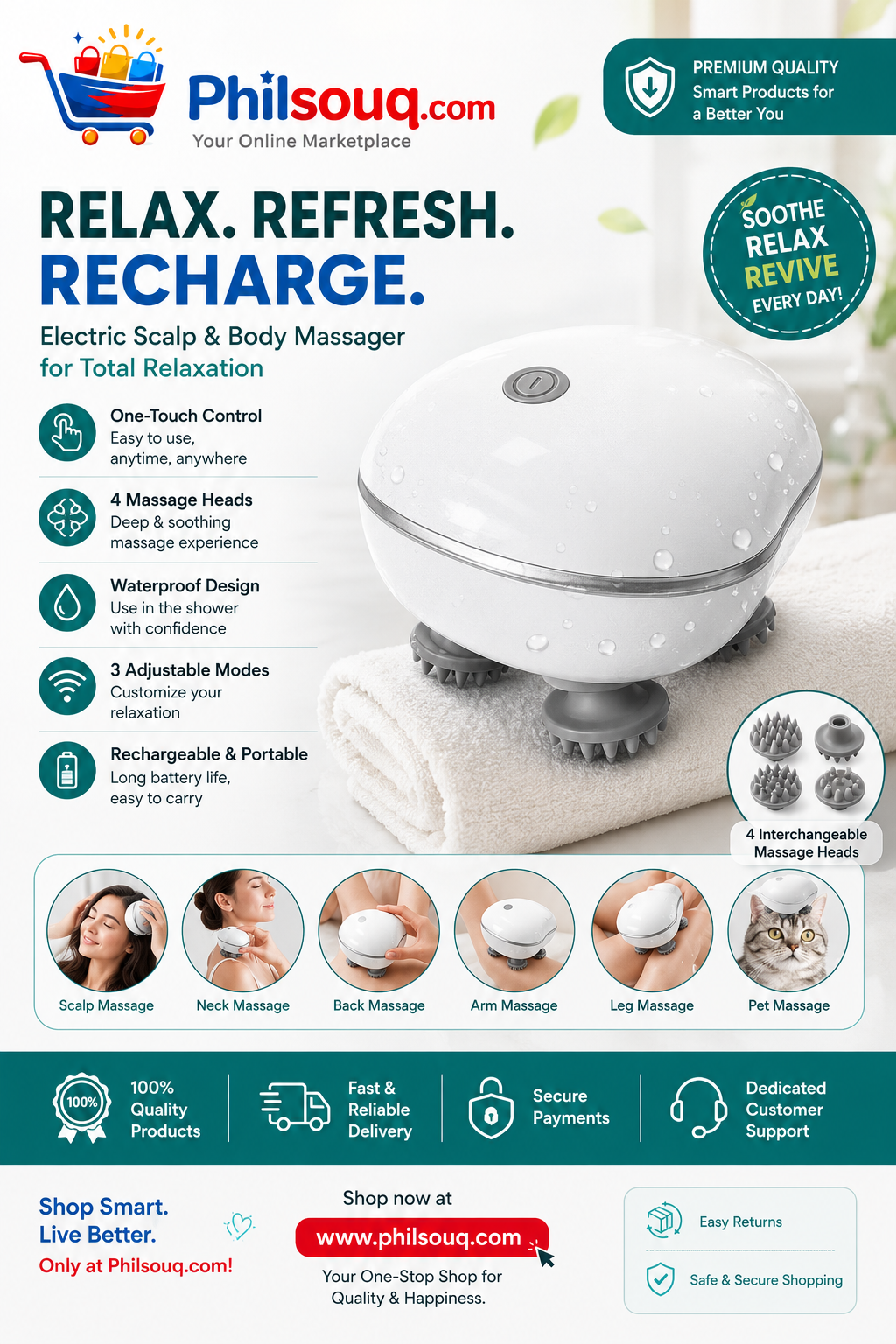 Electric Scalp Massager Electric Head Massager Rechargeable