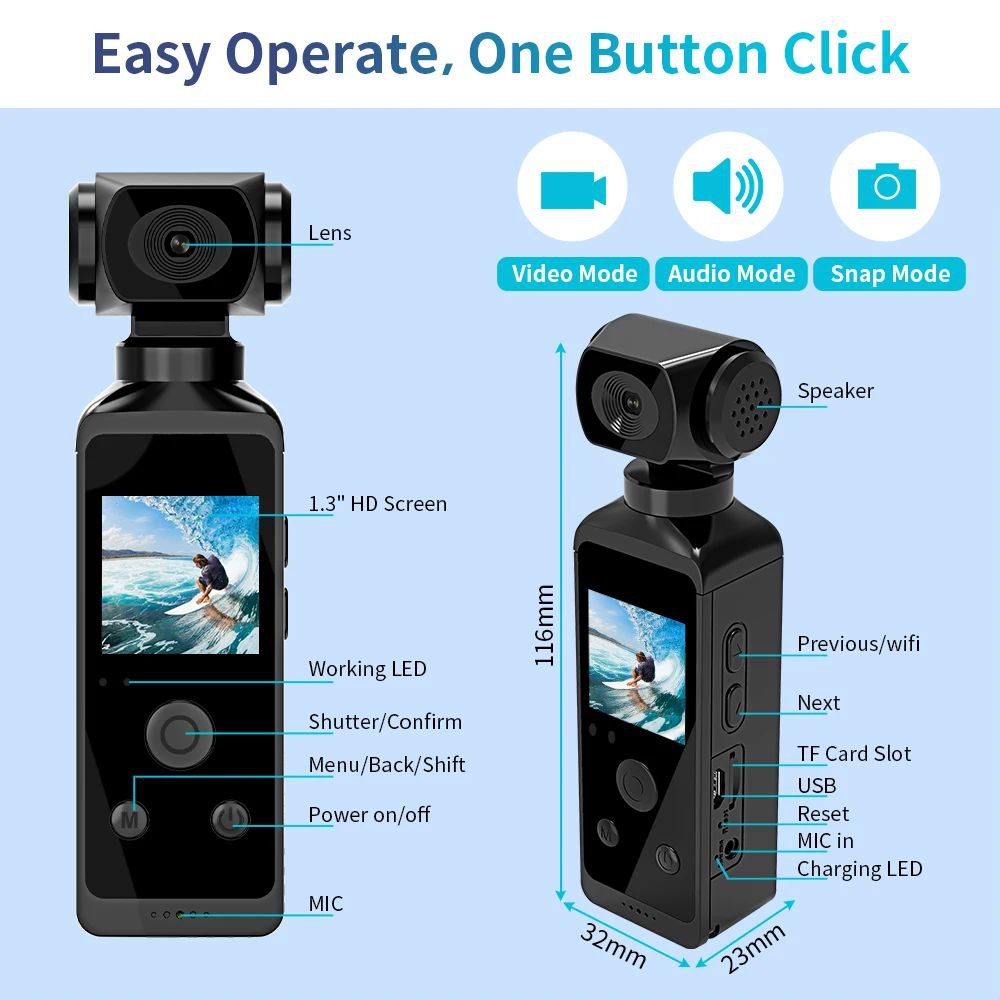 Handheld Gimbal Camera – Compact 4K Stabilized Video Recorder