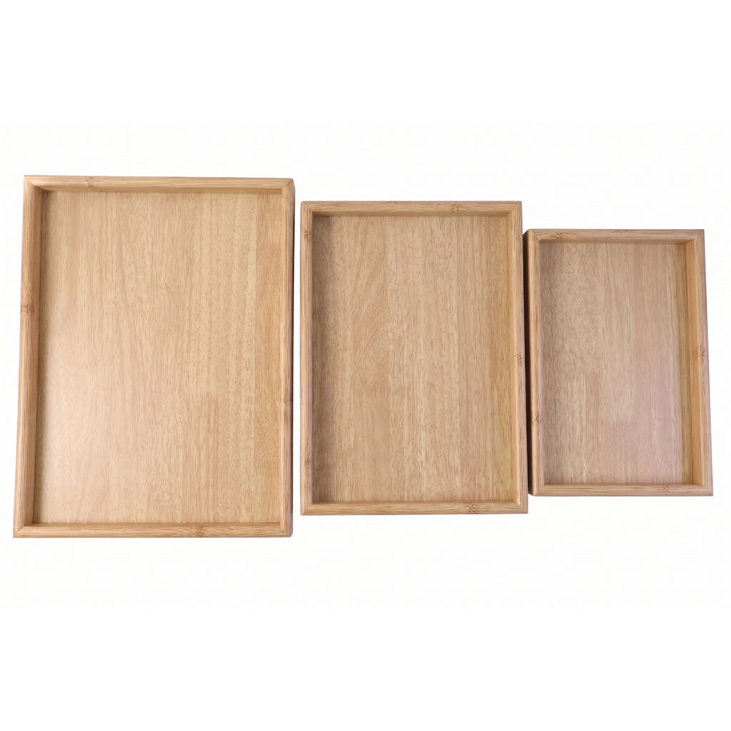 Wooden Finish Multipurpose Serving Tray Set (3 Pc)