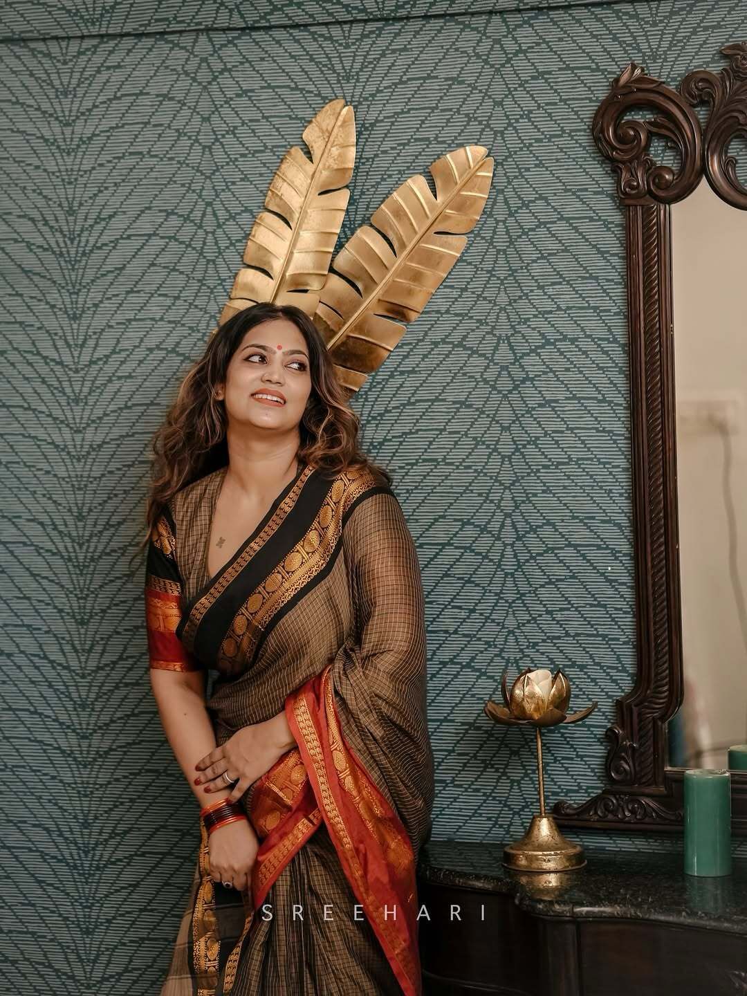 Ganga Jamuna border Jari Checks Chettinad cotton Saree - KBG