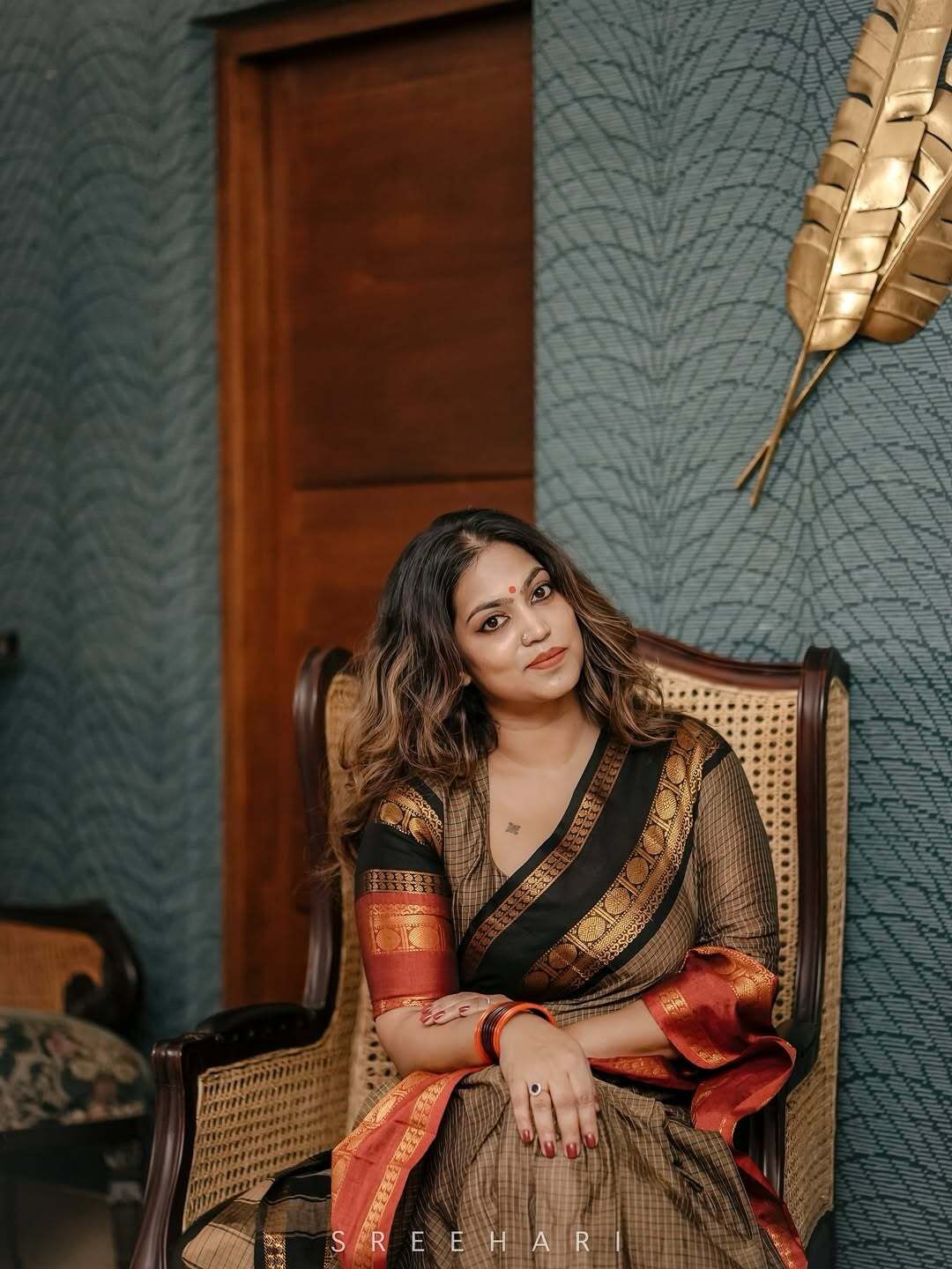 Ganga Jamuna border Jari Checks Chettinad cotton Saree - KBG