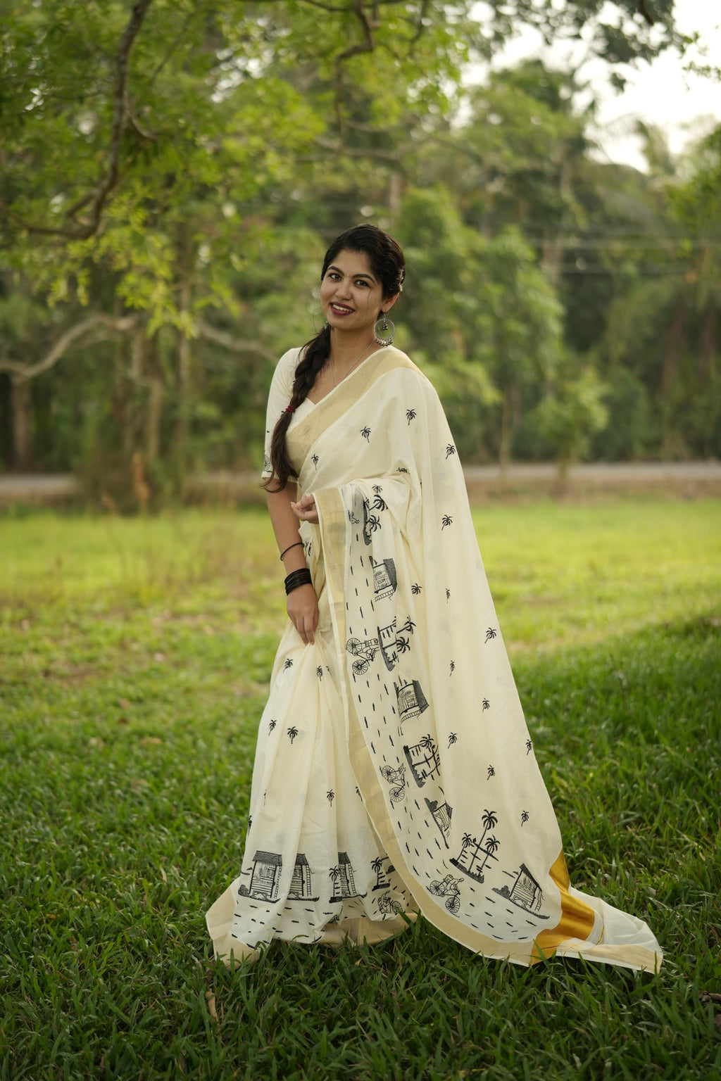 Chai Kada : Cotton Embroidered Saree - KBG