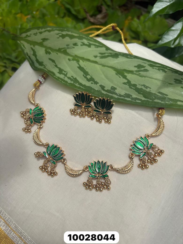 Lotus with Half Moon Necklace -KBG