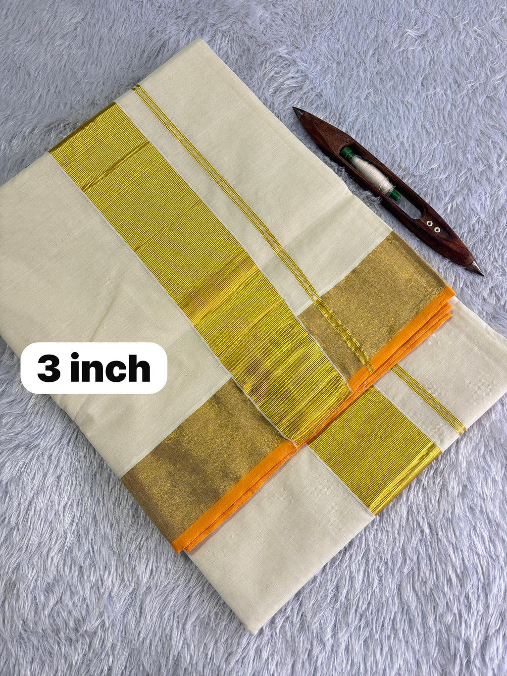 Balaramapuram Handloom Inspired Plain Cotton Kasavu Saree - KBG