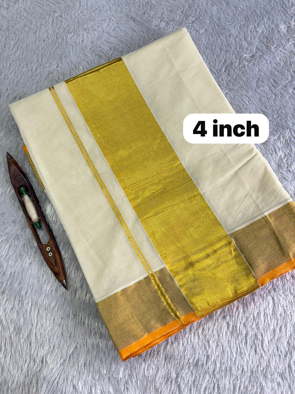Balaramapuram Handloom Inspired Plain Cotton Kasavu Saree - KBG