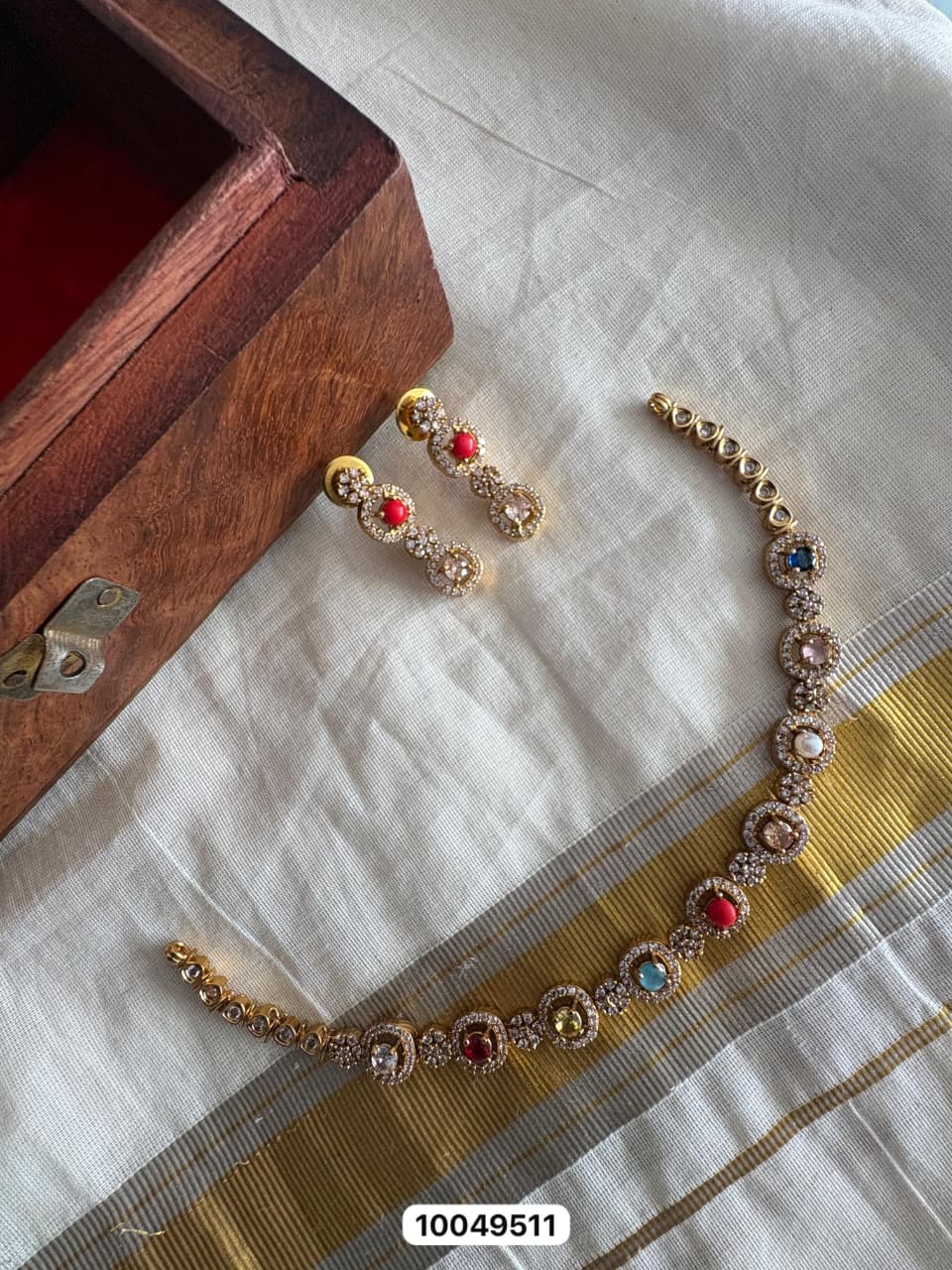 Multicolor Stone Necklace Set - KBG