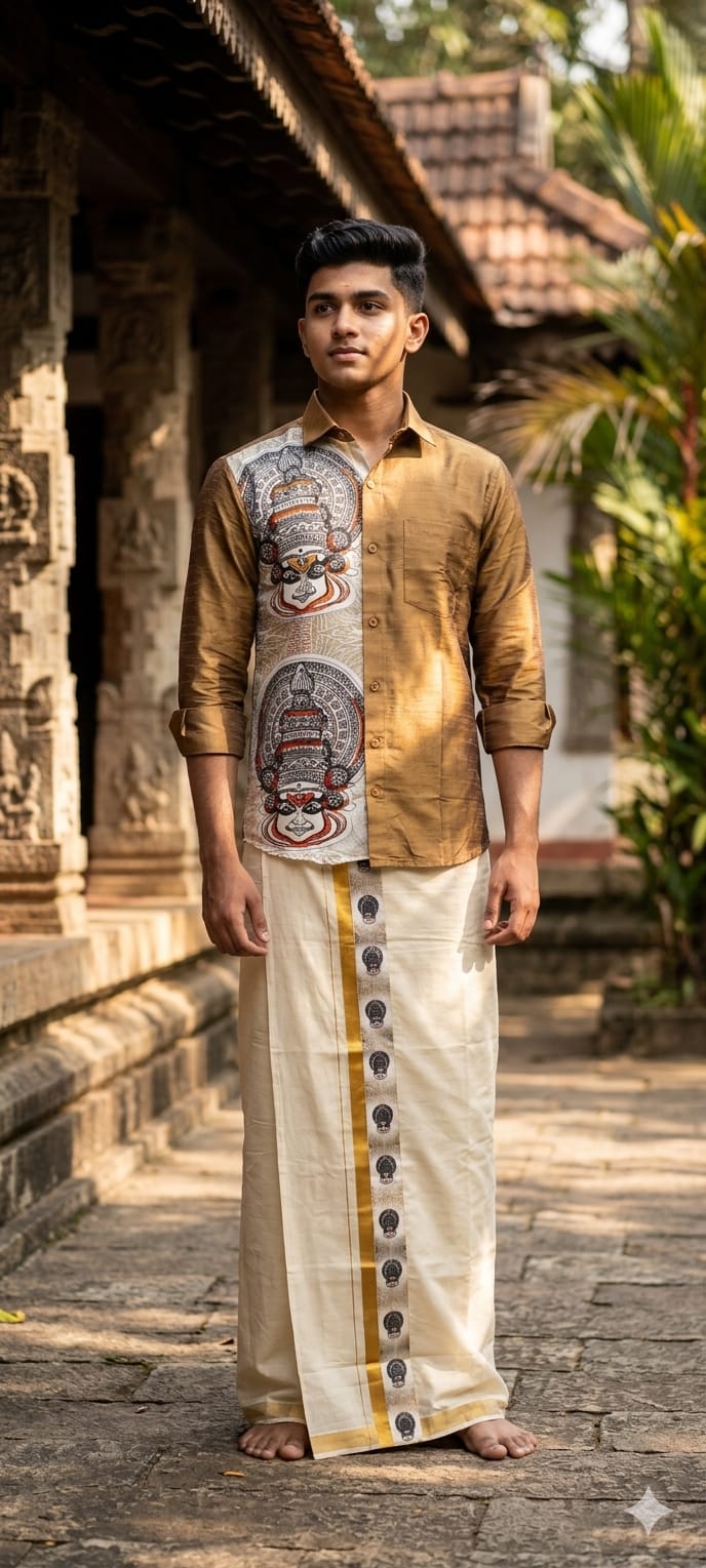 ONE SIDE Printed Shirt with Dhoti Combo - KBG