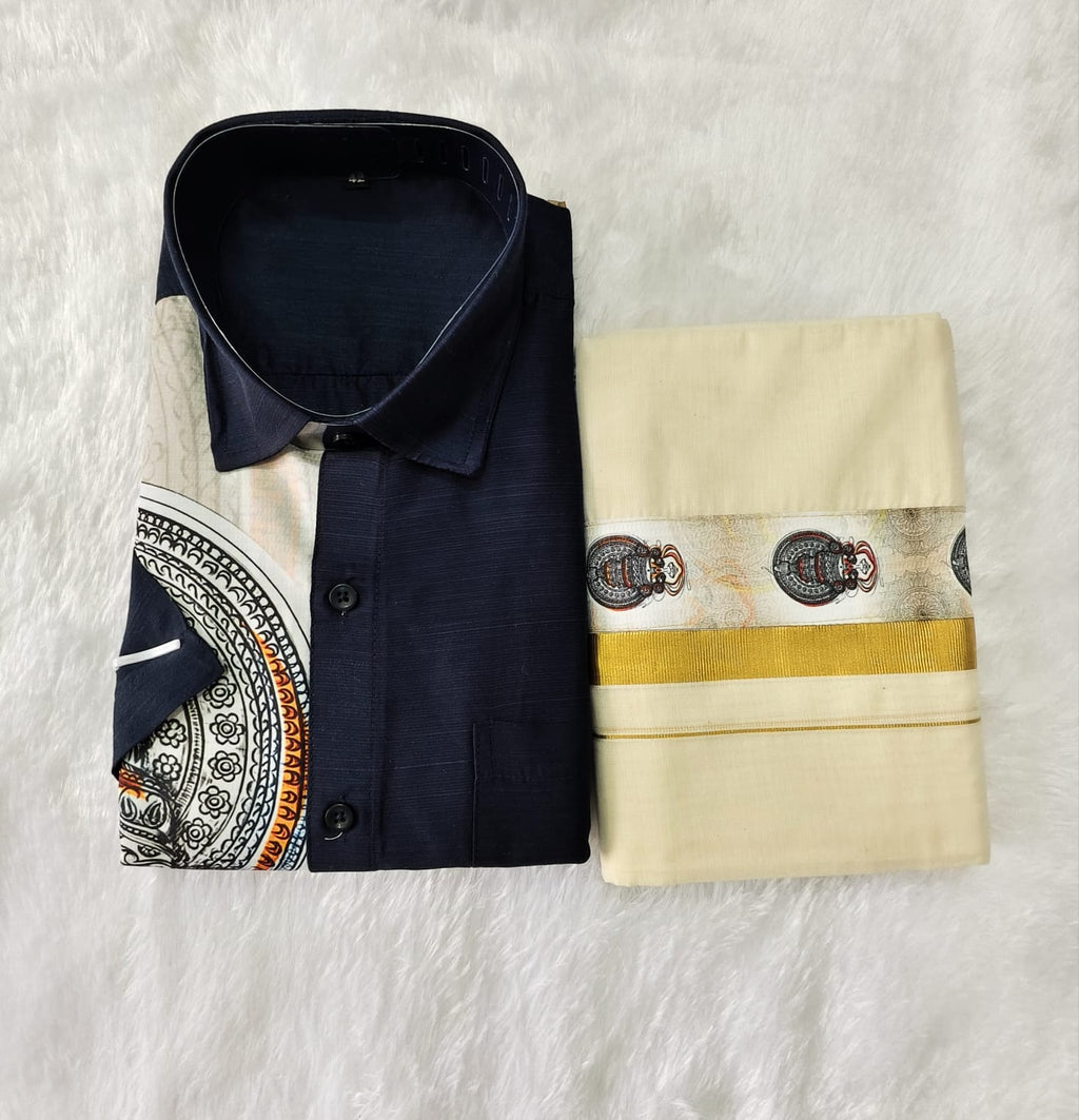 ONE SIDE Printed Shirt with Dhoti Combo - KBG