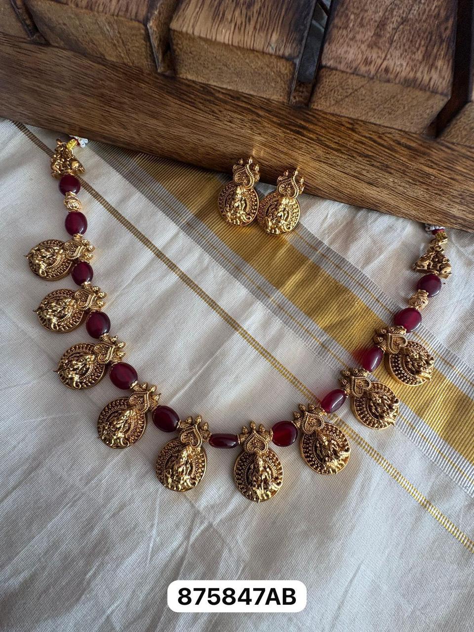Pearl with Lakshmi Necklace Set - KBG