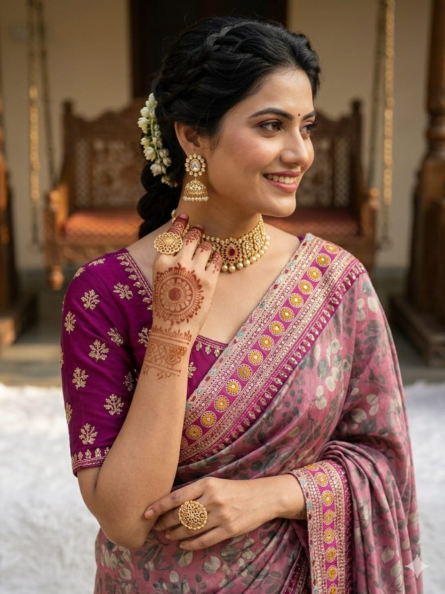 PREMIUM CHINNON SILK DIGITAL PRINT SAREE -SU