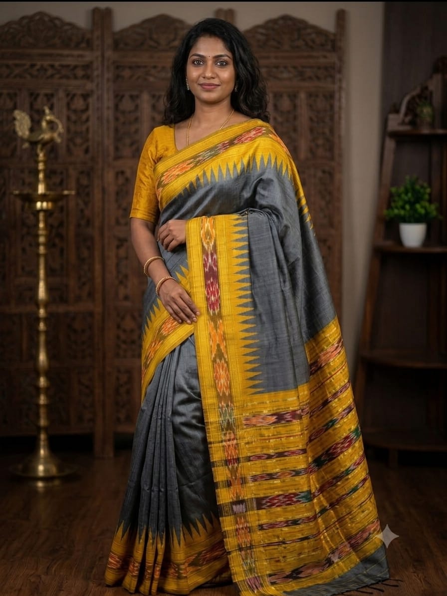 PREMIUM SEMI RAW SILK IKKAT SAREE -SU