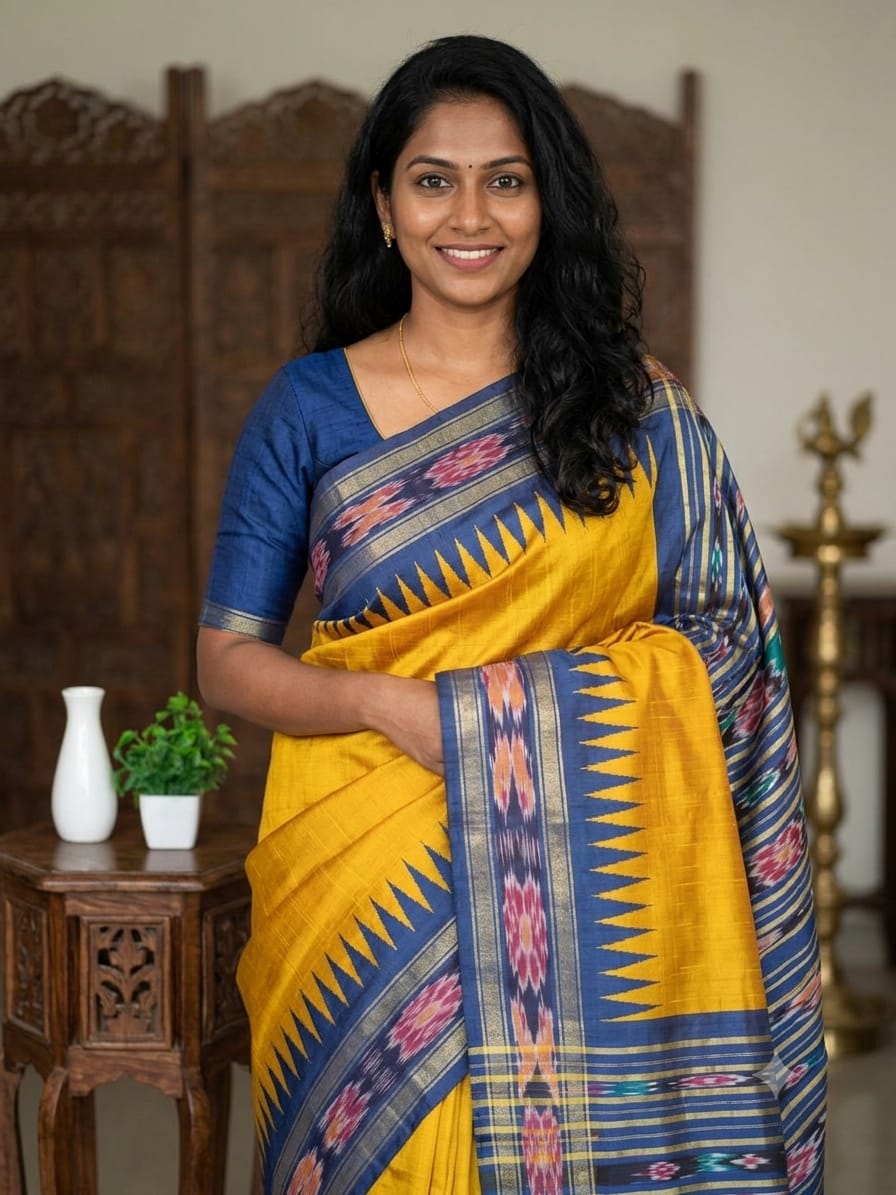 PREMIUM SEMI RAW SILK IKKAT SAREE -SU