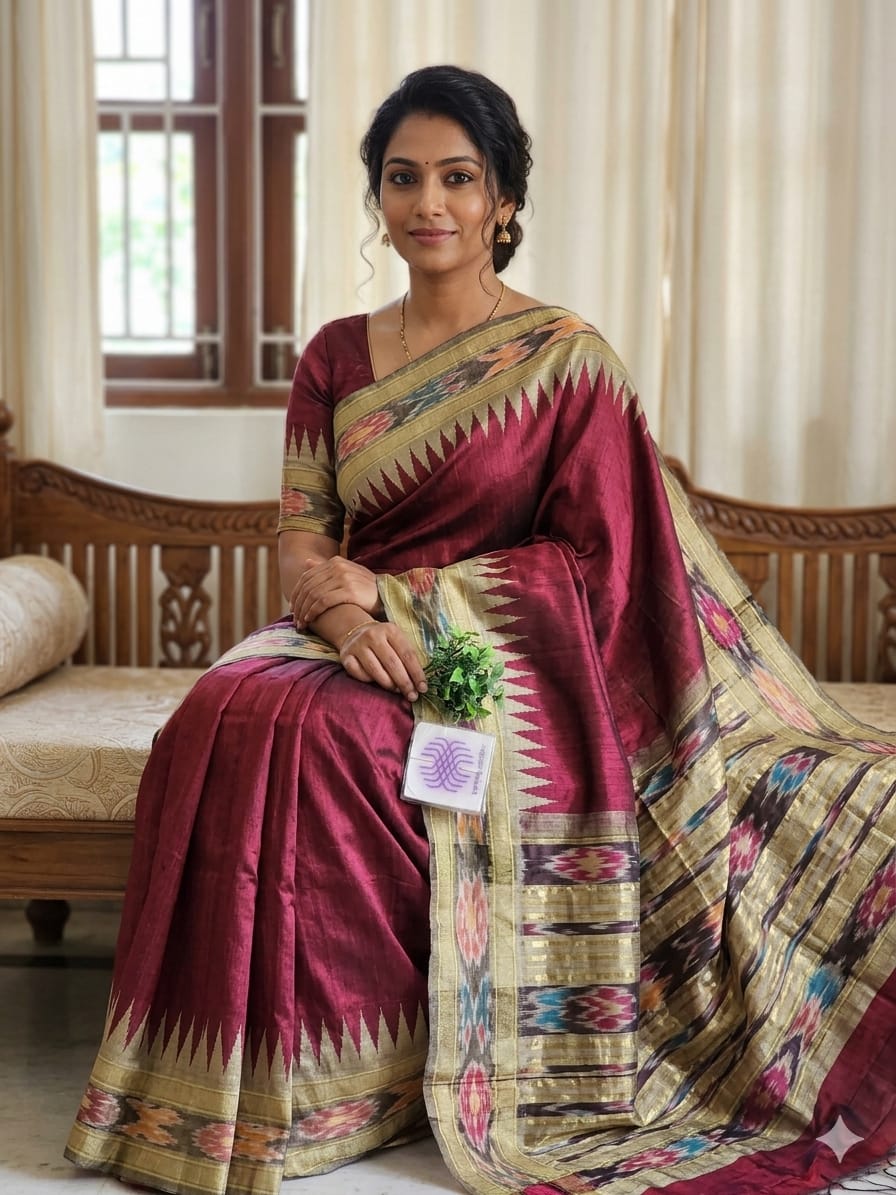 PREMIUM SEMI RAW SILK IKKAT SAREE -SU