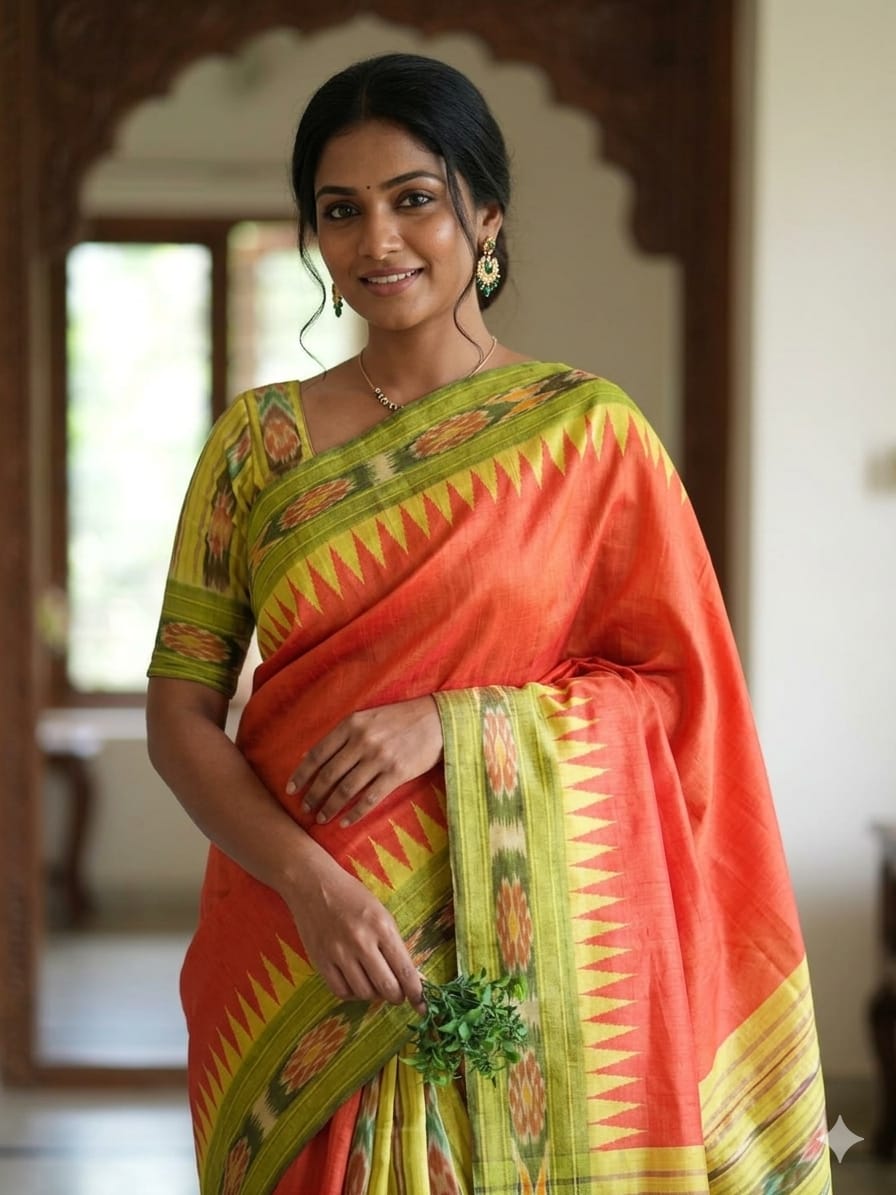 PREMIUM SEMI RAW SILK IKKAT SAREE -SU