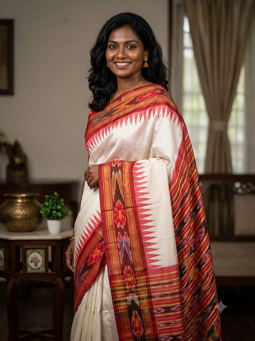 PREMIUM SEMI RAW SILK IKKAT SAREE -SU