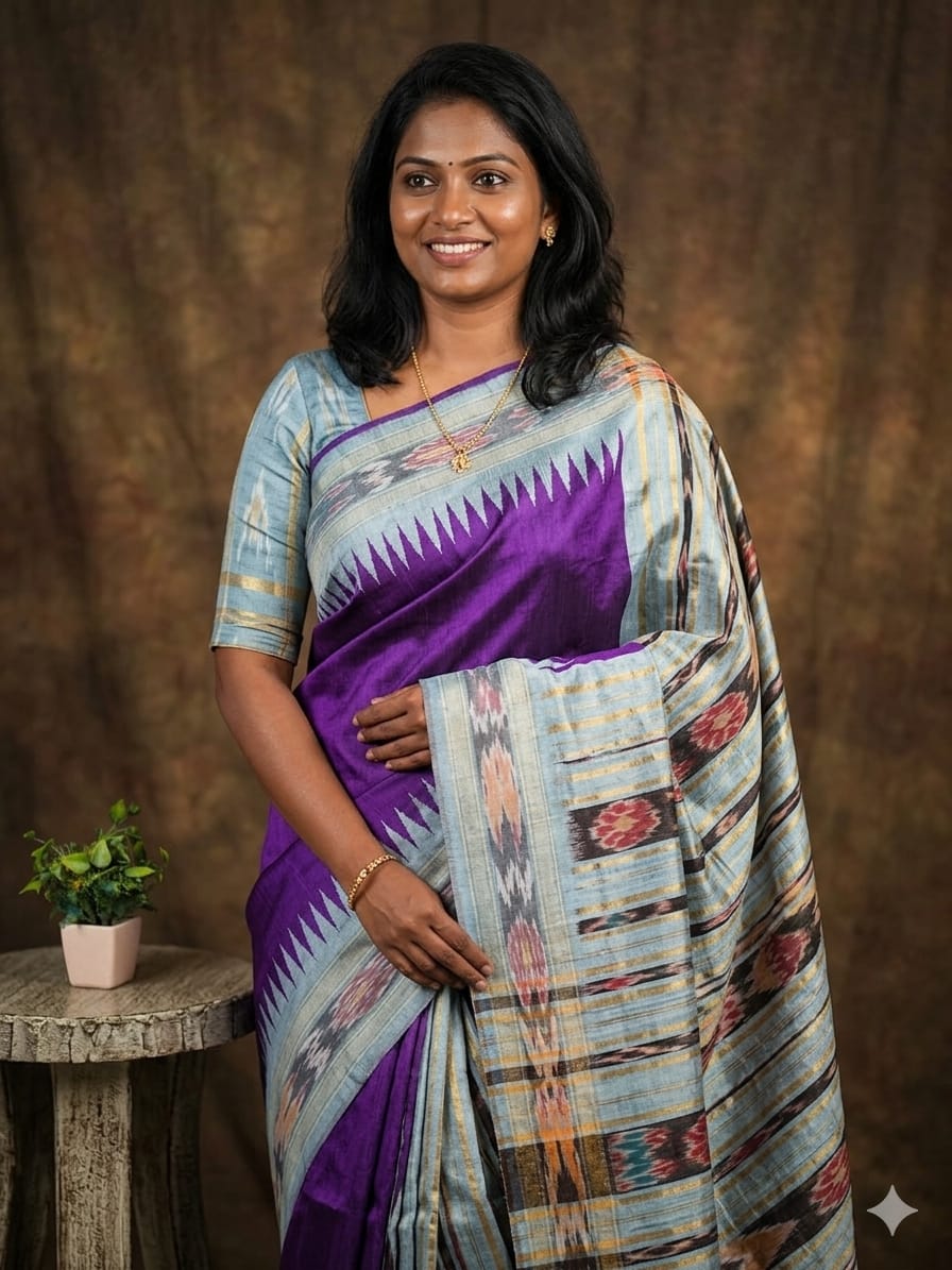 PREMIUM SEMI RAW SILK IKKAT SAREE -SU