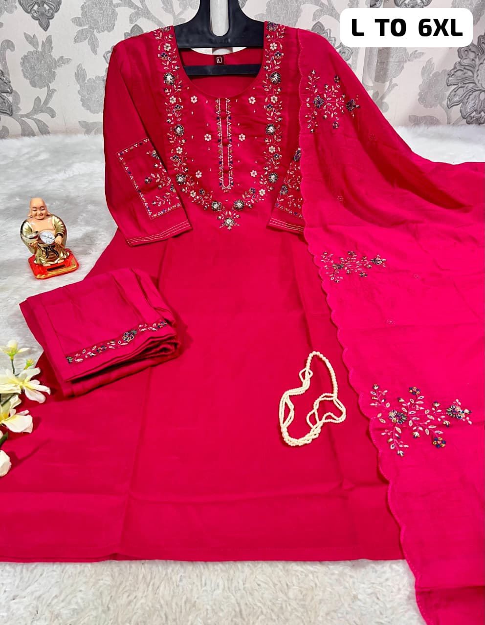 Hand Work Kurti with Dupatta & Pant Set - SU