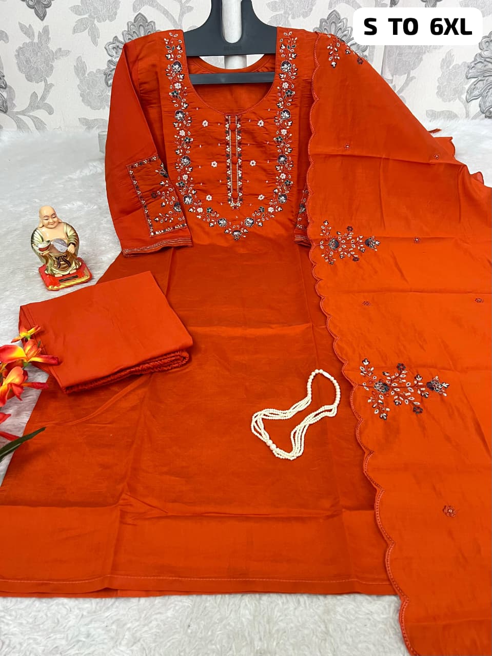 Hand Work Kurti with Dupatta & Pant Set - SU