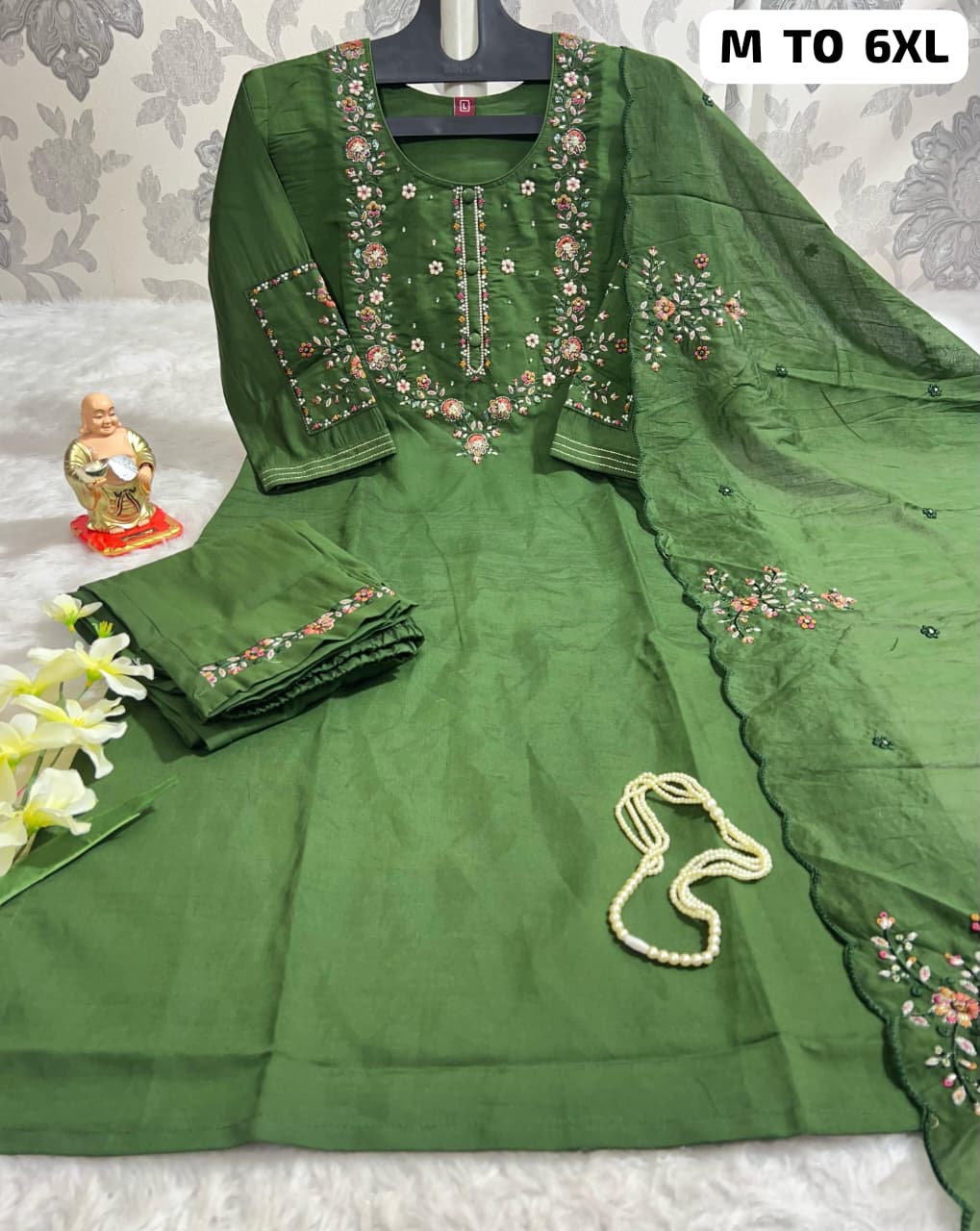 Hand Work Kurti with Dupatta & Pant Set - SU