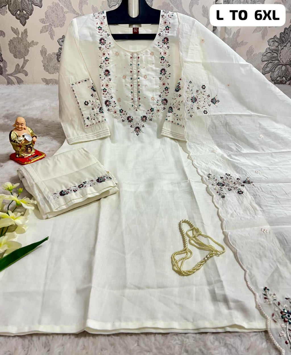 Hand Work Kurti with Dupatta & Pant Set - SU