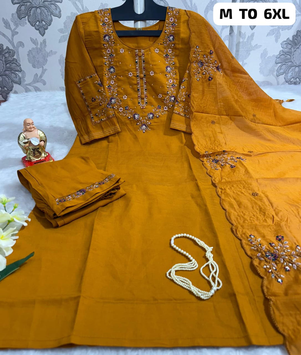 Hand Work Kurti with Dupatta & Pant Set - SU