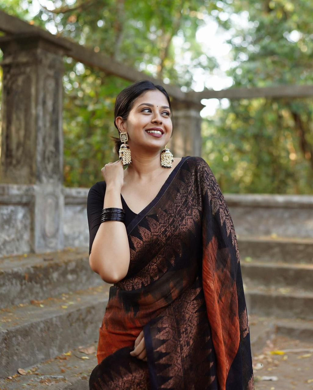 DOUBLE SIDE TEMPLE KORVAI COTTON SAREE -KBG