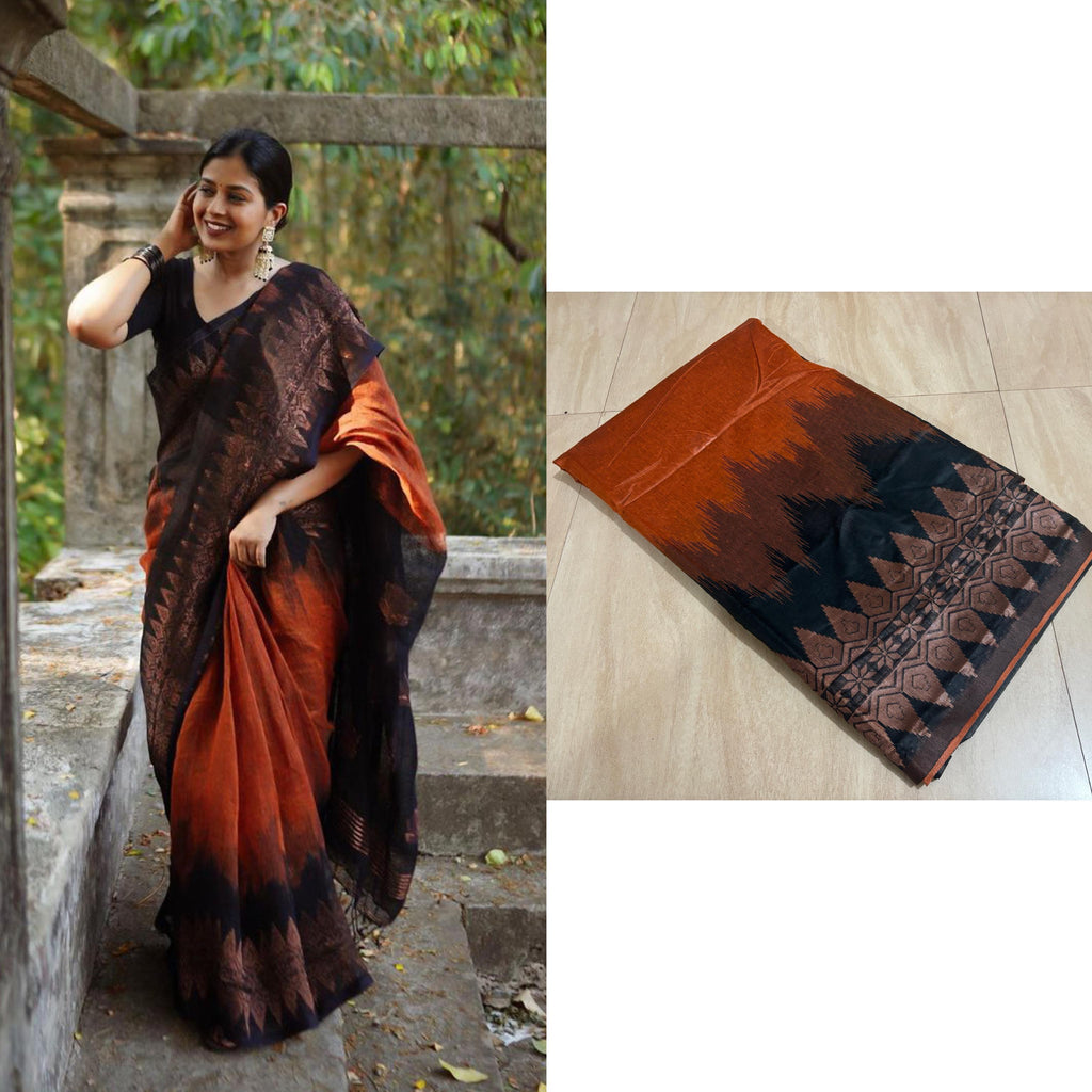 DOUBLE SIDE TEMPLE KORVAI COTTON SAREE -KBG