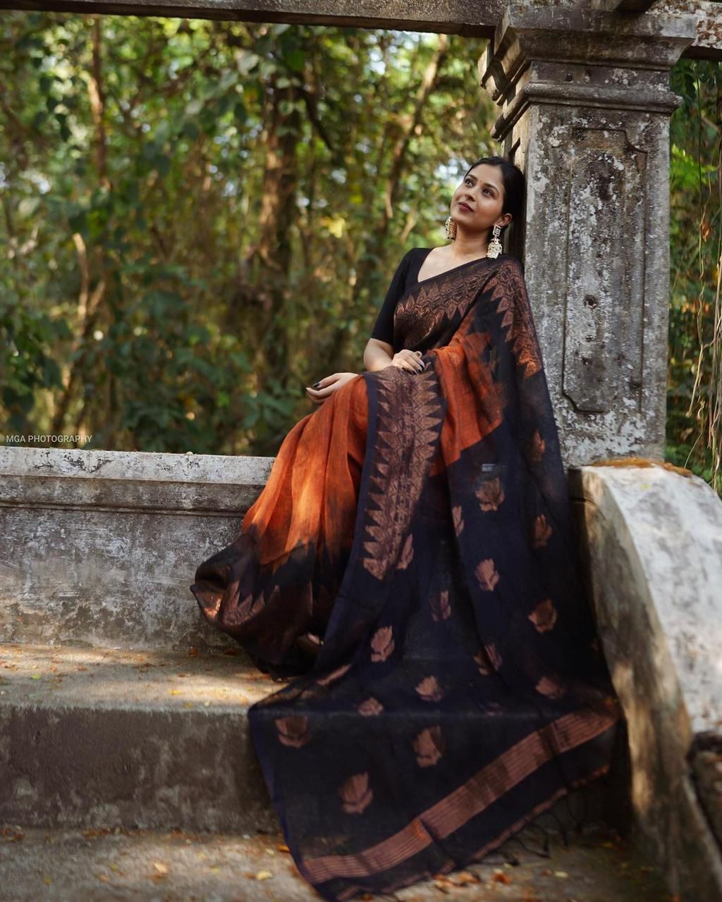 DOUBLE SIDE TEMPLE KORVAI COTTON SAREE -KBG