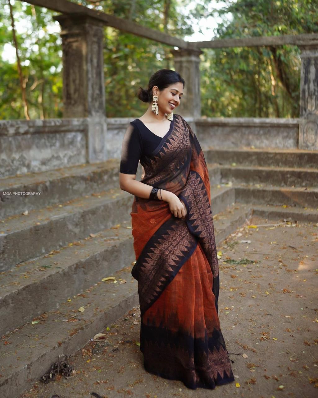 DOUBLE SIDE TEMPLE KORVAI COTTON SAREE -KBG