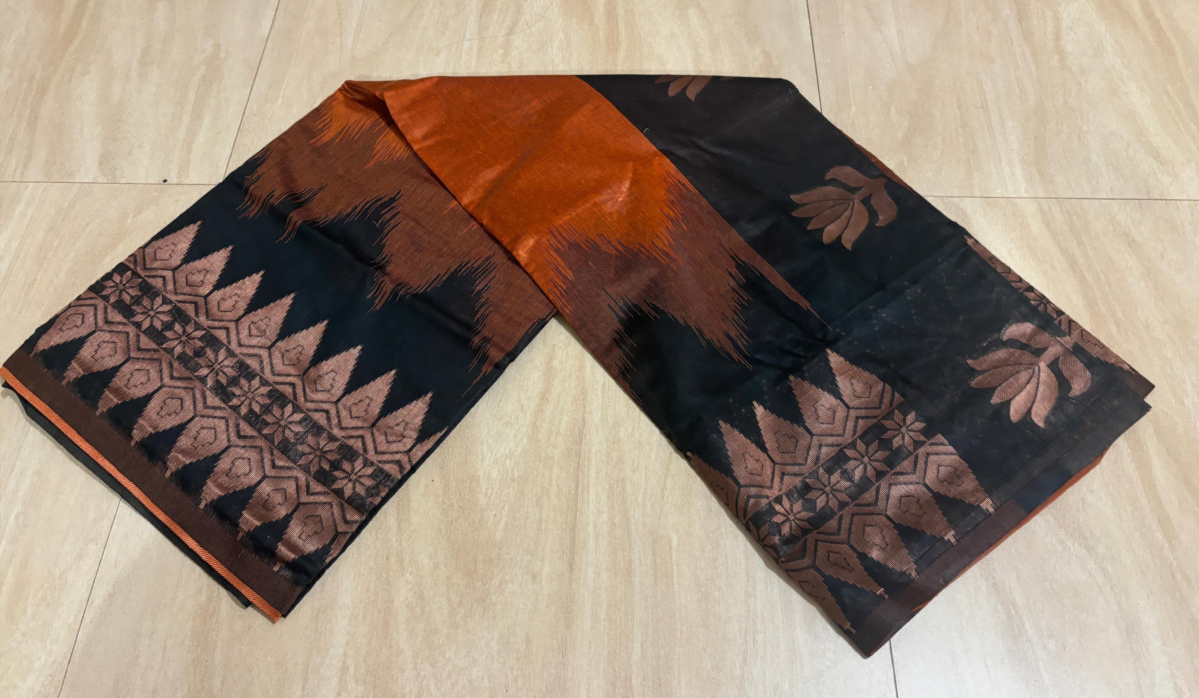 DOUBLE SIDE TEMPLE KORVAI COTTON SAREE -KBG