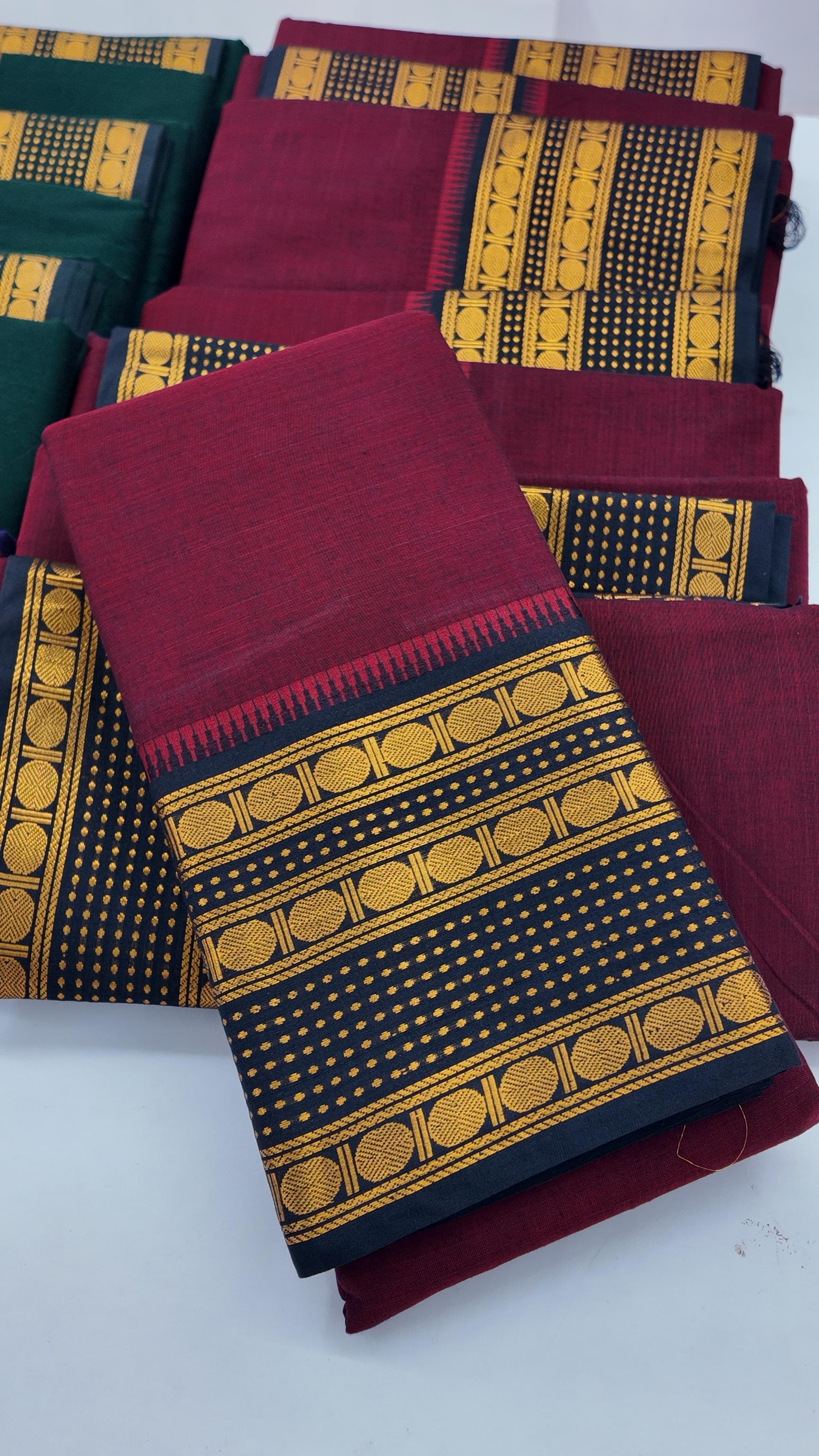 RudraVaibhavam – Traditional Rudhraksham Border Retta Petta Cotton Saree - KBG