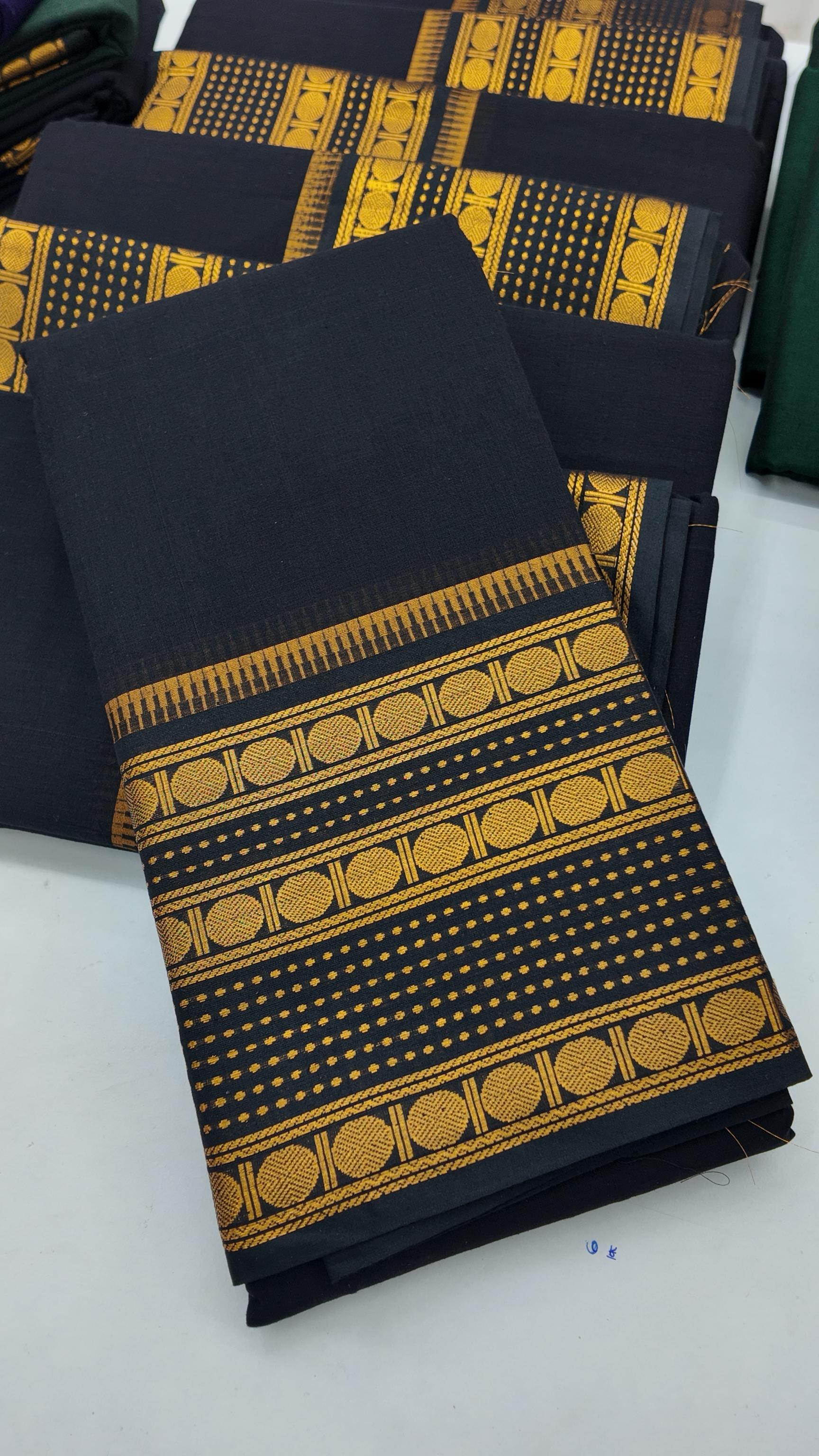 RudraVaibhavam – Traditional Rudhraksham Border Retta Petta Cotton Saree - KBG