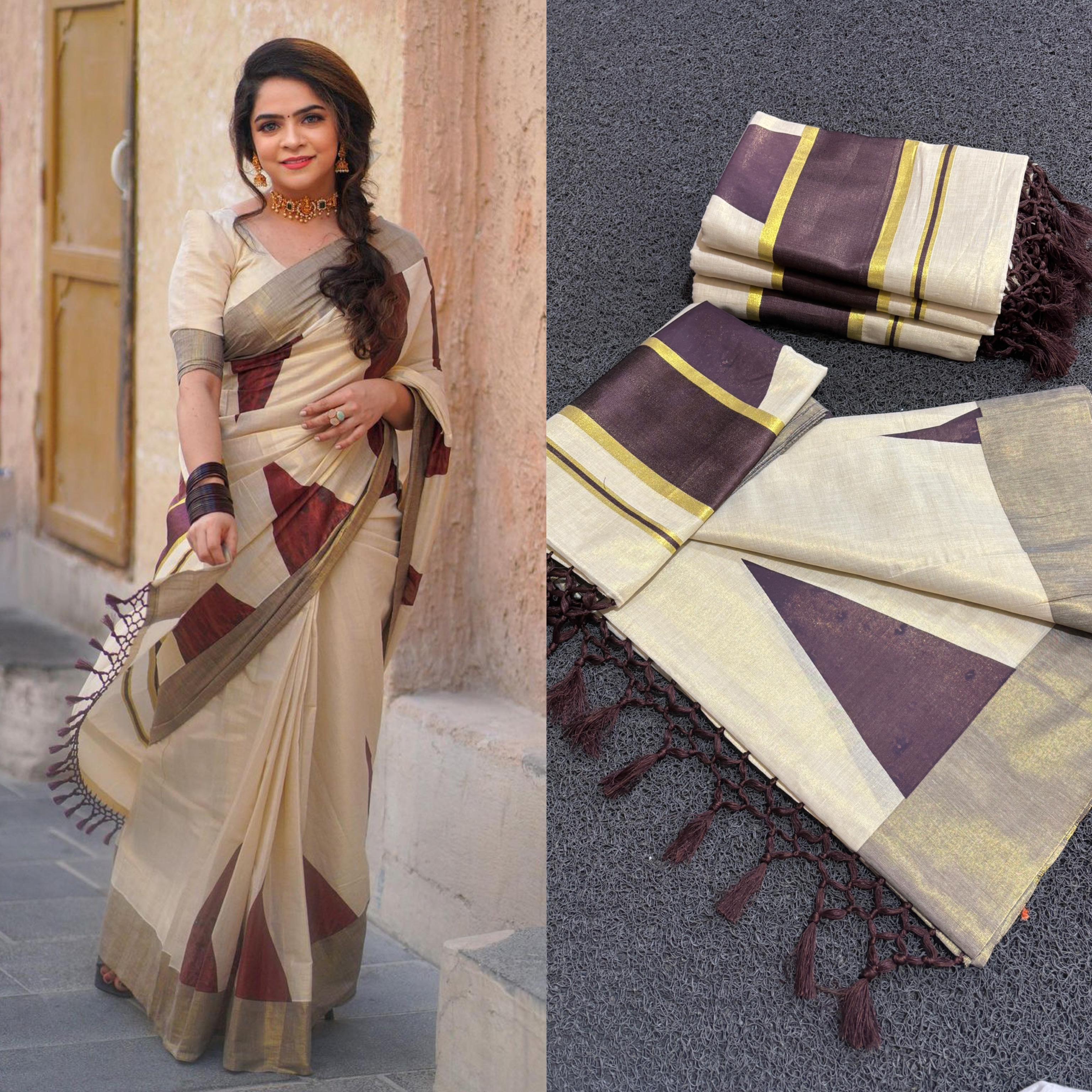 Coffee Brown Temple Saree - KBG