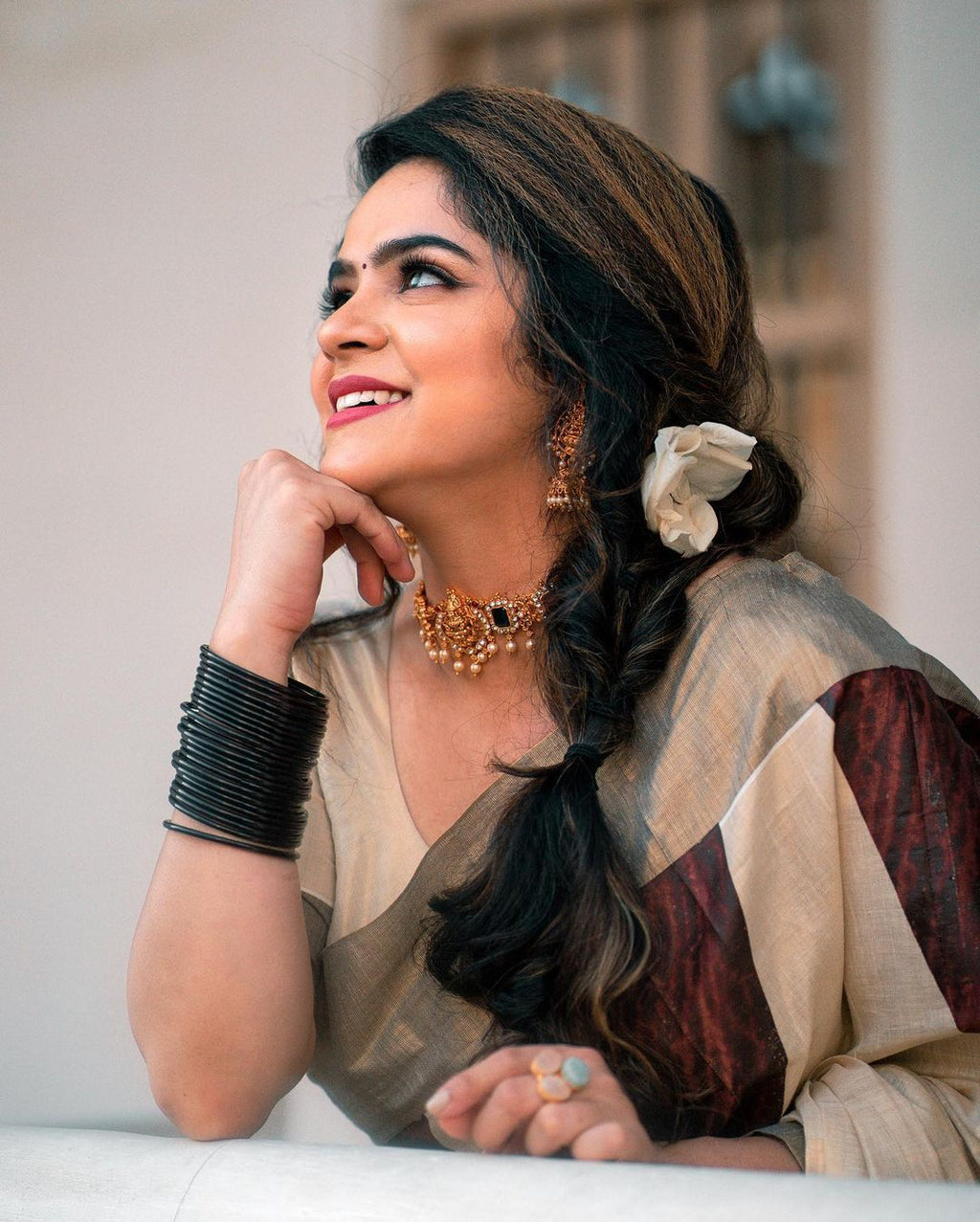 Coffee Brown Temple Saree - KBG