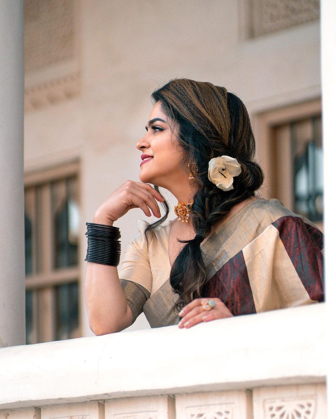 Coffee Brown Temple Saree - KBG