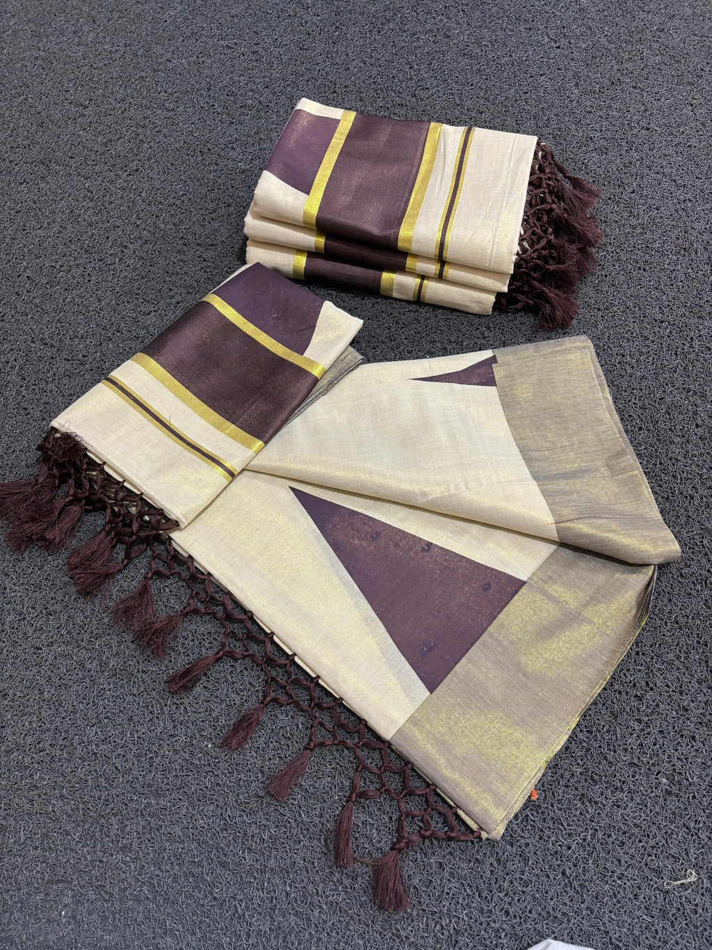 Coffee Brown Temple Saree - KBG