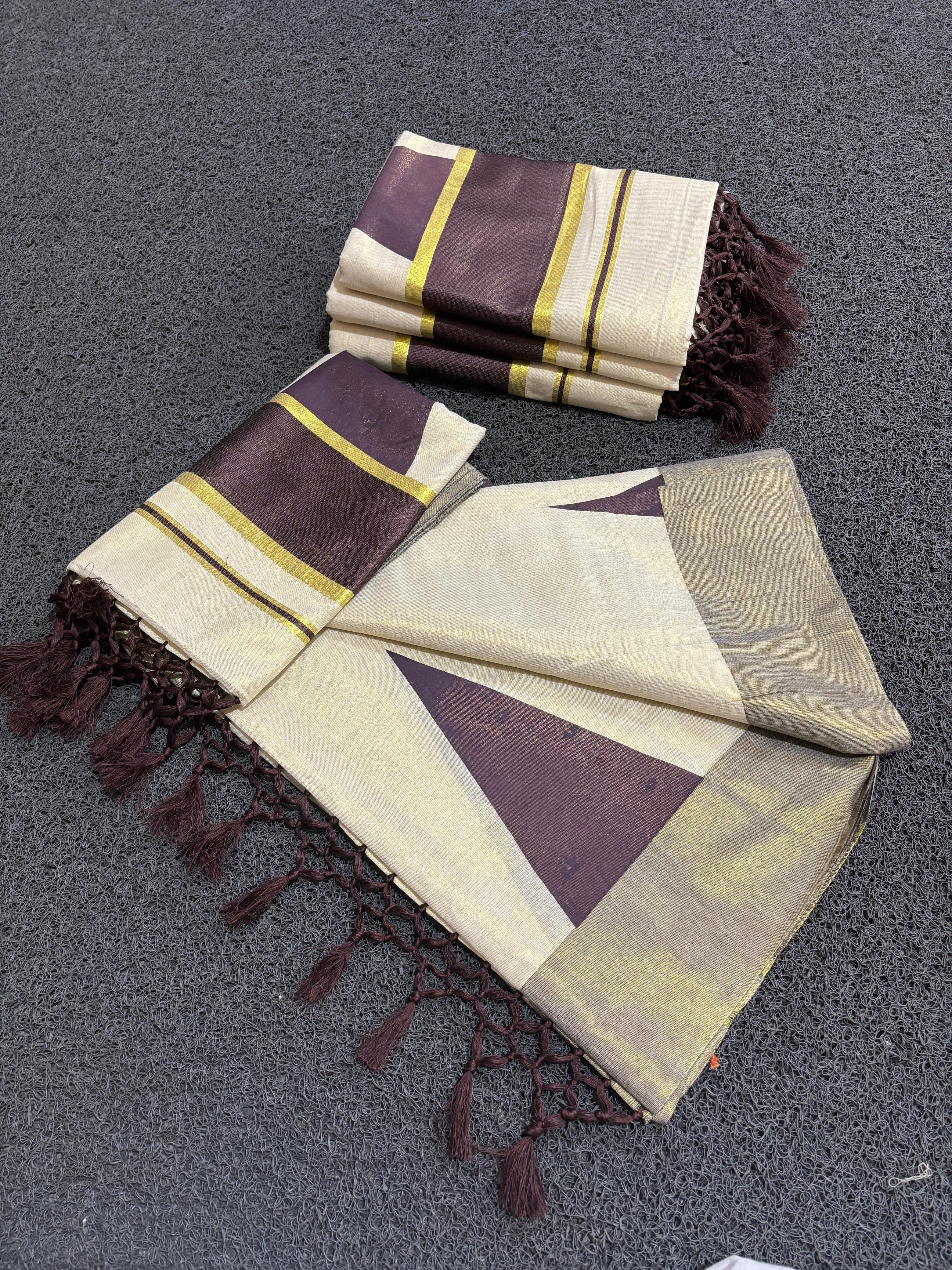 Coffee Brown Temple Saree - KBG