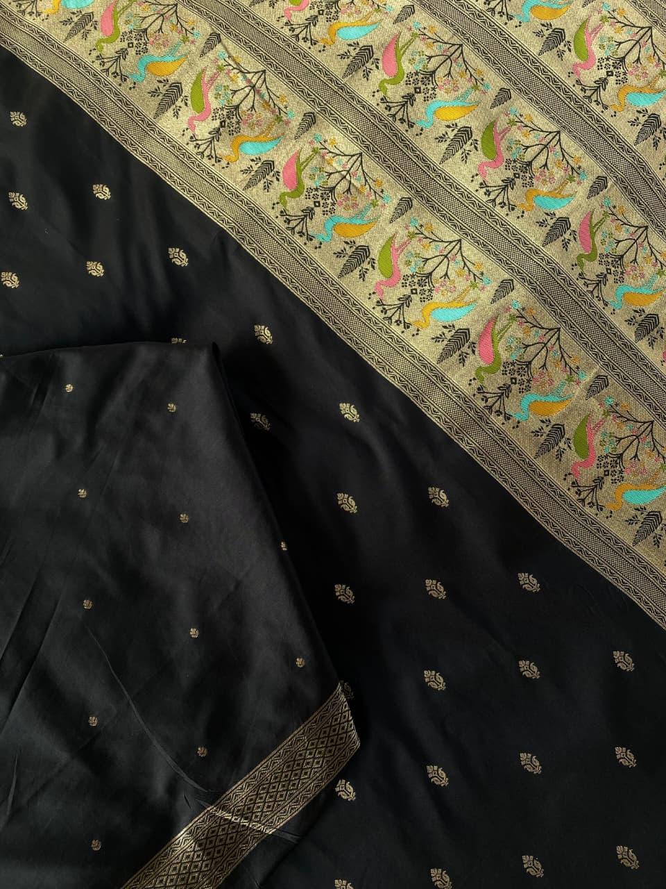 Soft Silk Banarasi Saree – Pure Black Elegance - SU